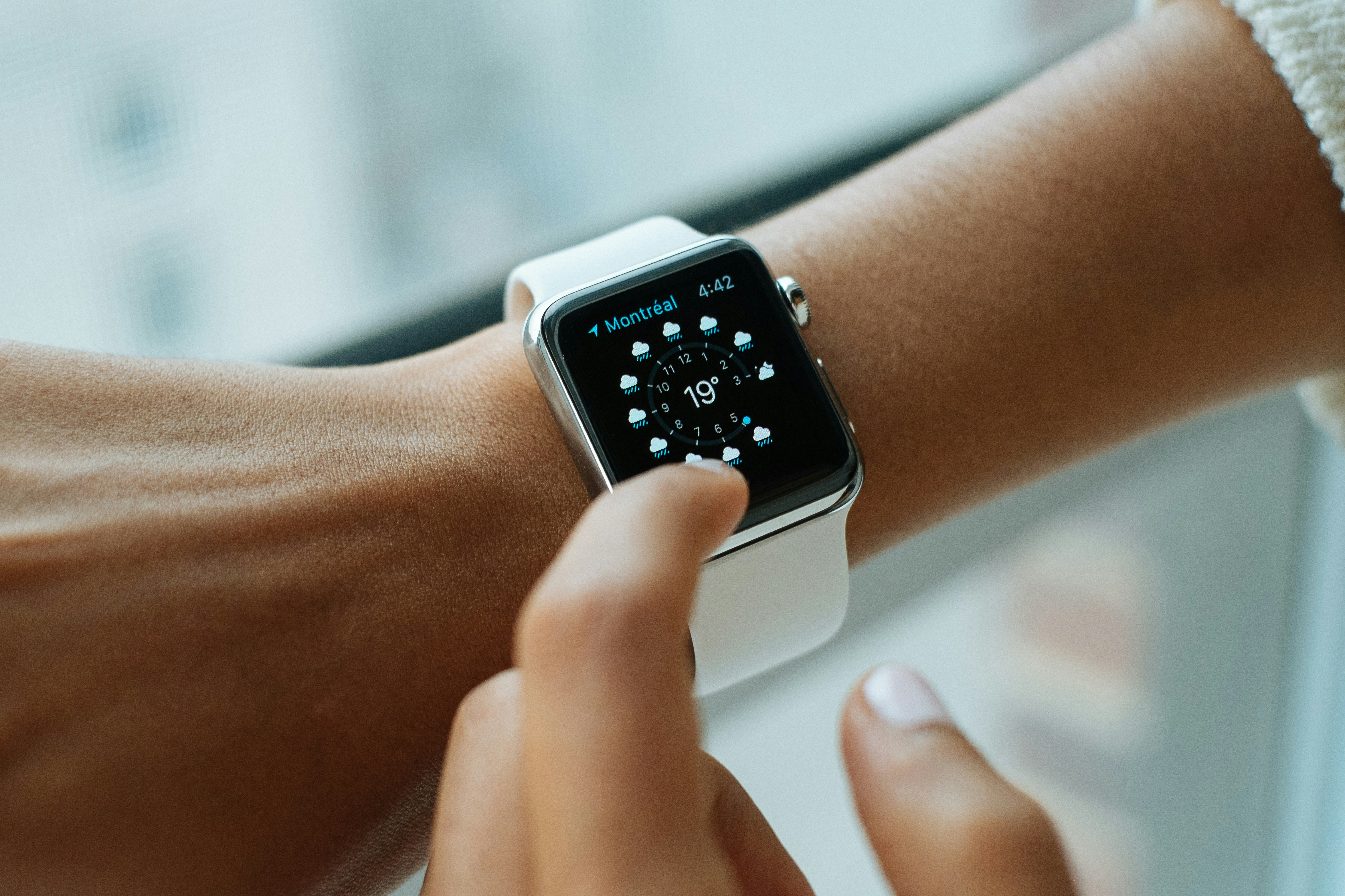 Person wearing a smartwatch